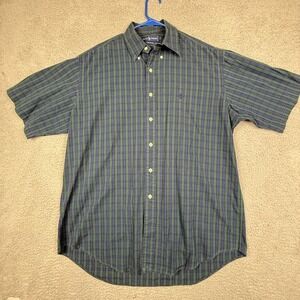 Ralph Lauren Mens Plaid Short‎ Sleeve Button Down Shirt Green Blue Size L